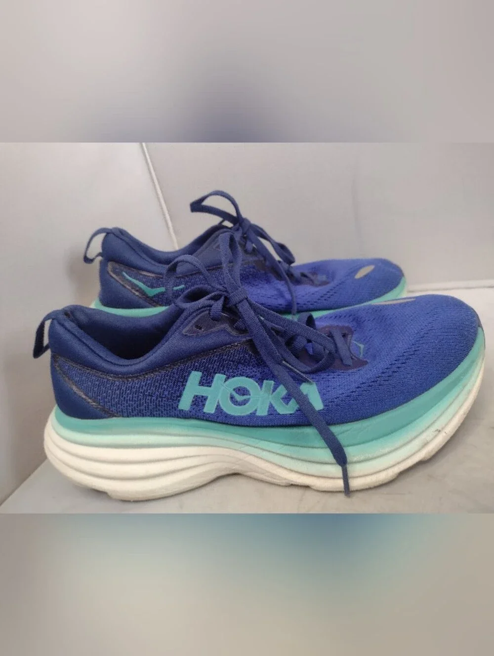 Hoka One One Bondi 8 Womens 8B Running Sneakers Shoes 7.5 B Blue B12